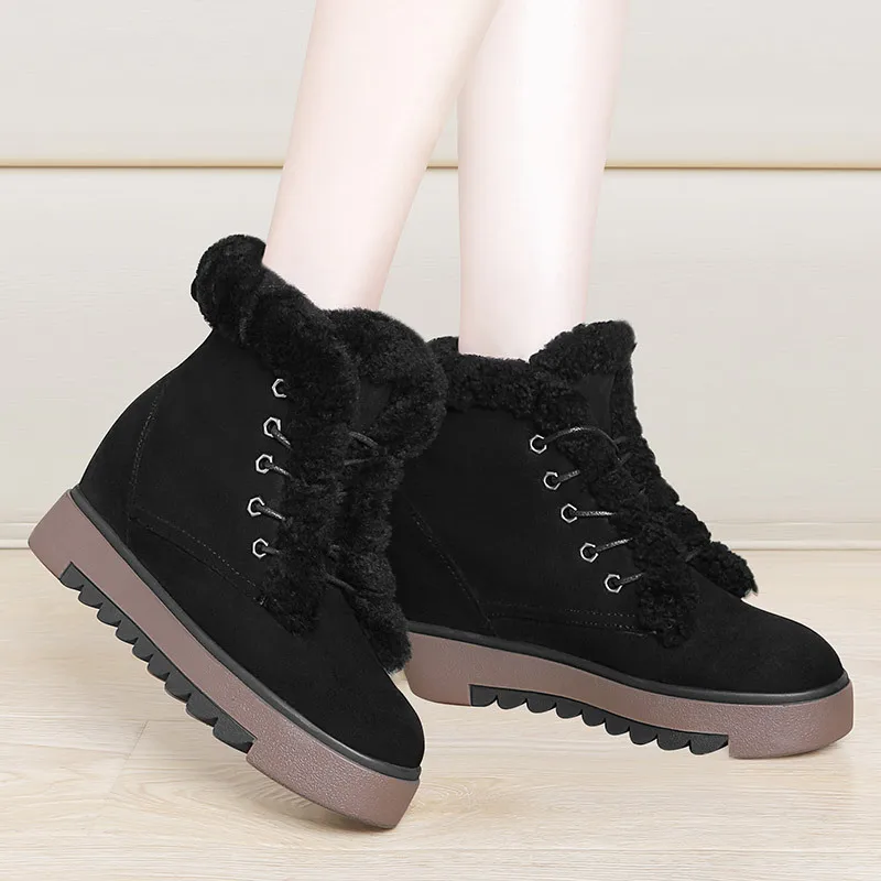 SWYIVY Chaussure Femme ботильоны на платформе из микрофибры женские зимние ботинки