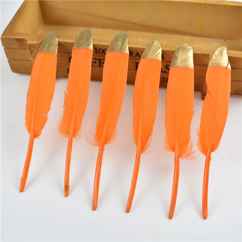 Позолоченные утиные перья гусиные для рукоделия 10-15 см/4-6 дюймов декоративные