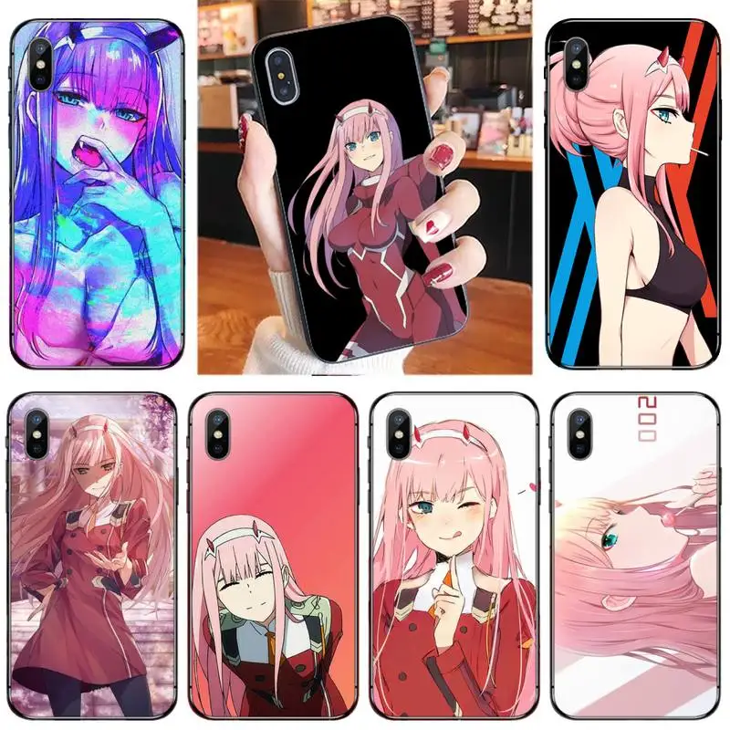 Чехол Zero Two для сотового телефона черного цвета с сексуальным рисунком из аниме