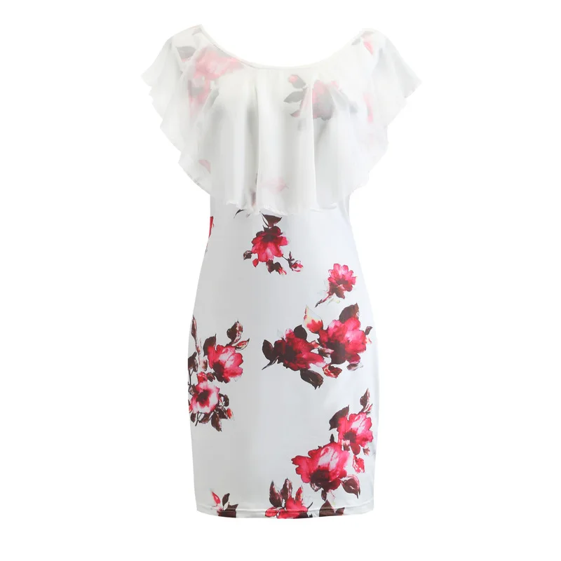 

2021 Summer New Fashion Women Floral Print Bodycon Party Dress