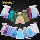 Рождественская вечеринка платье принцессы Эльзы Анны для девочек детский карнавальный костюм на Хэллоуин для ролевых игр Снежная королева 2 кружевные тюлевые платья