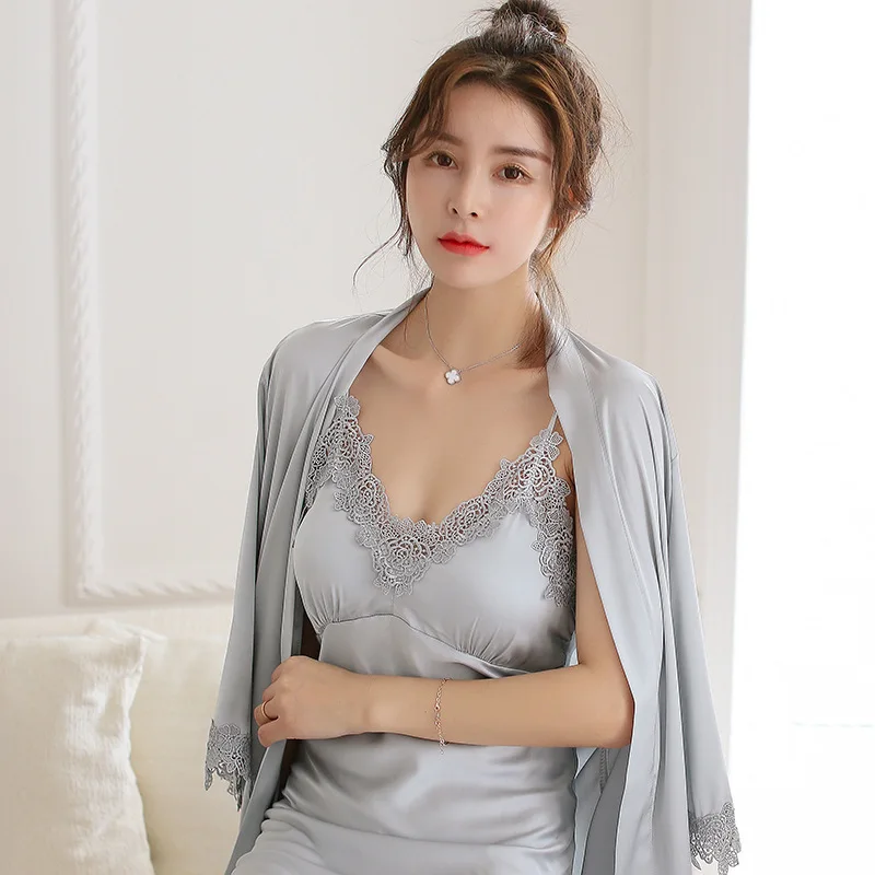 Комплект одежды для сна Azata Женский пикантная шелковая атласная кружевная ночная