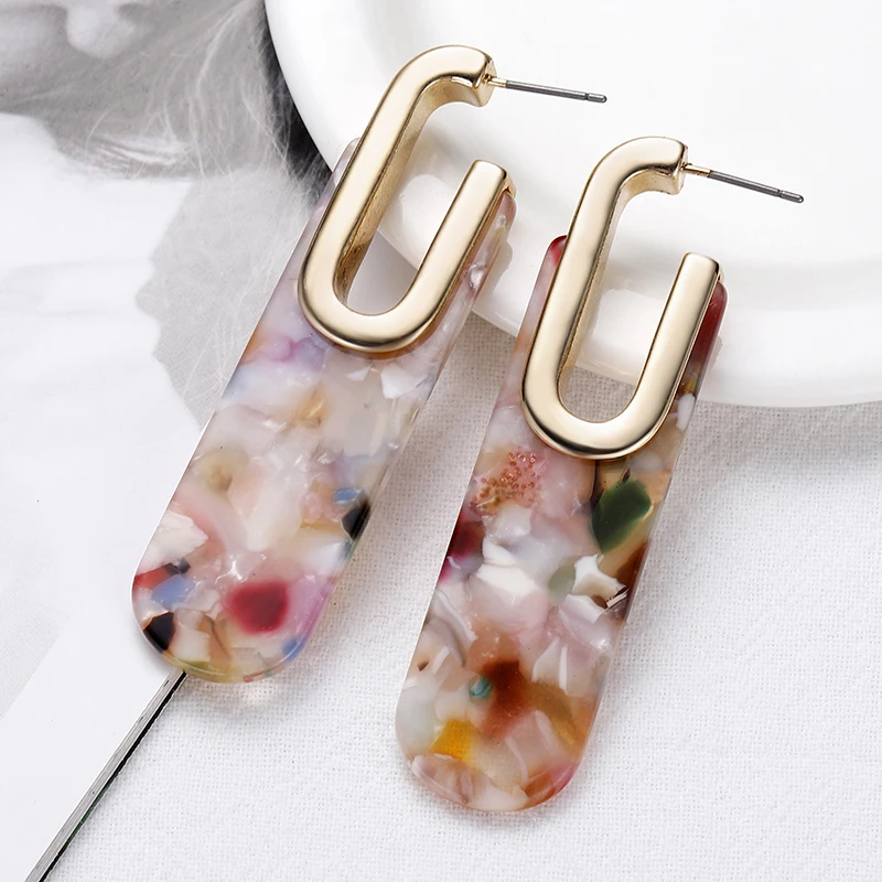 Модные Леопардовый цвет акриловый геометрической формы серьги-подвески Женские