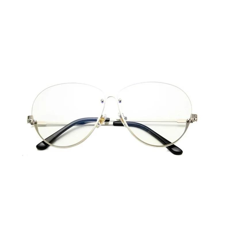 

2021 Fashion Half Frame Round Glasses Women Transparent Vintage Large Eyeglasses Gold Frames Clear Lens Glasses Men Lady Eyewear