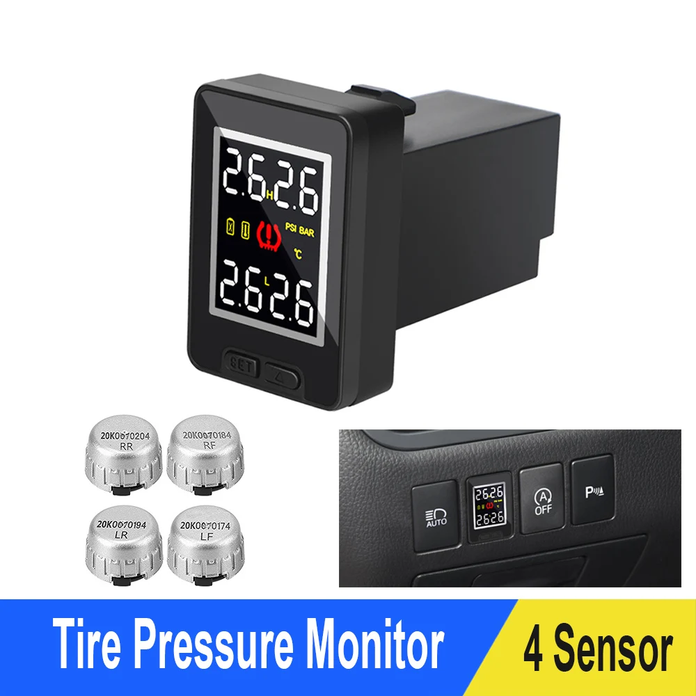 Sistema Inteligente de control de presión de neumáticos TPMS para coche Toyota, con sensores de 4 piezas, monitorización de temperatura en tiempo Real, medidor de presión de neumáticos