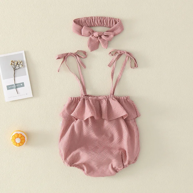 

Newborn Baby Bodysuit Summer Baby Girls Clothes Stripe Sling Romper Kids Costume For Baby Clothes Jumpsuit 3 9 12 24 Month 2020