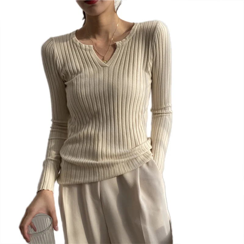 

Женские вязаные свитера шик моды! Платье с v-образным вырезом, стройнящее платье длинный рукав стрейч Женский пуловер Джемперы топы, Новинка...