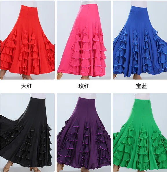 Новая юбка для фламенко Латинская Сальса платье бальных танцев женщин/испанская