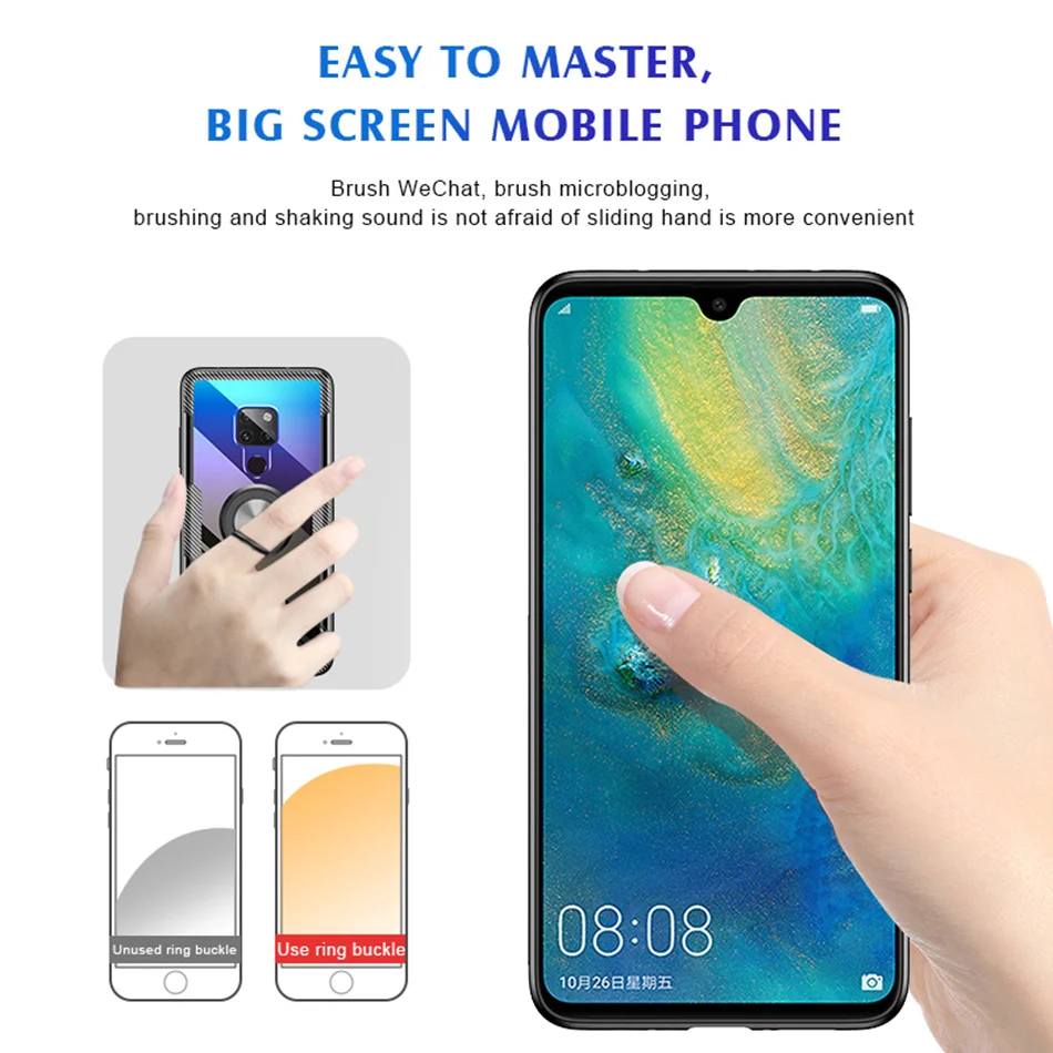 Роскошный противоударный мягкий чехол для телефона с кольцом для huawei P20 Pro P20 силиконовый чехол для huawei P20 Lite прозрачный чехол