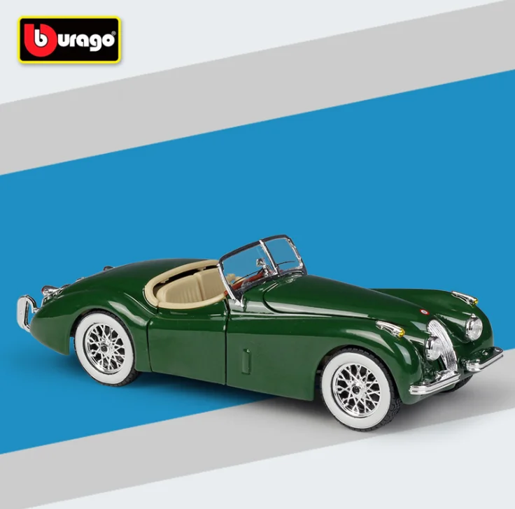 Bburago 1:24 Jaguar XK120 Roadster Красное вино автомобиль литый под давлением классический