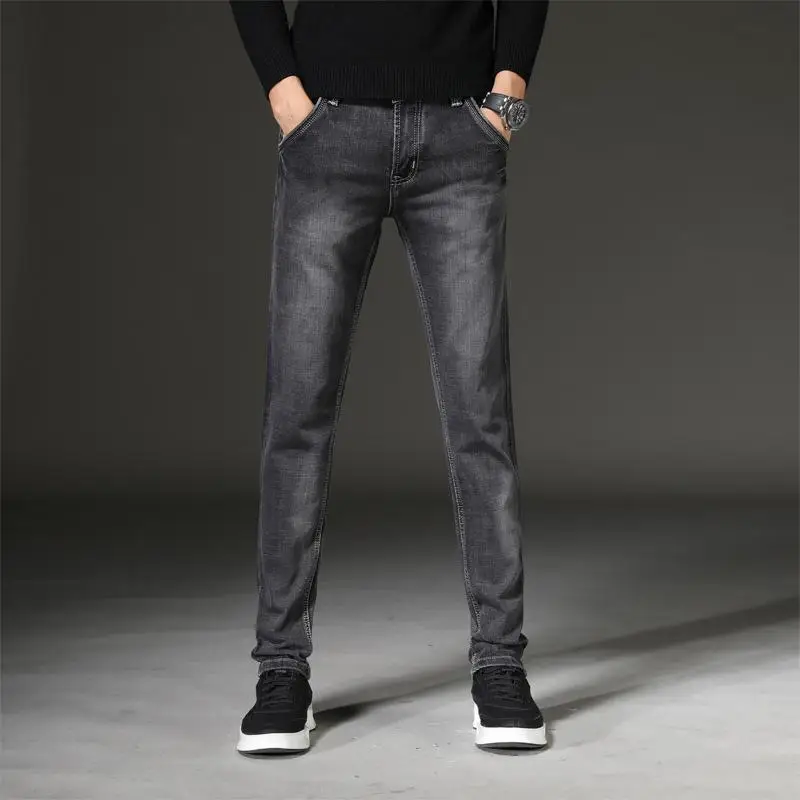 

New Arrivals Men's Fashion Jeans Ripped Denim Pants Stretch Motor Straight Vintage Trousers