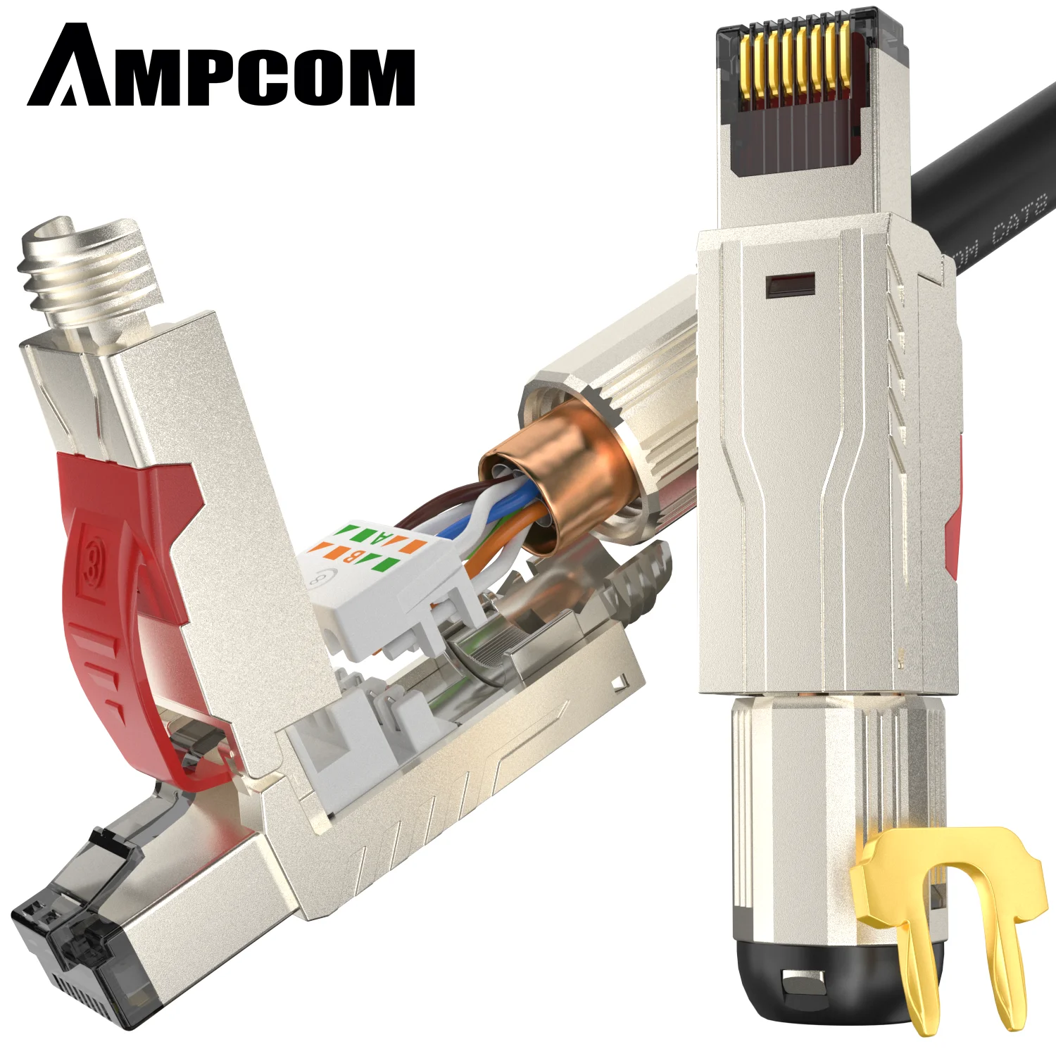 Защитная модульная штепсельная вилка AMPCOM 2 шт. Cat8 40 г ГГц 22 24AWG (подходит для кабеля