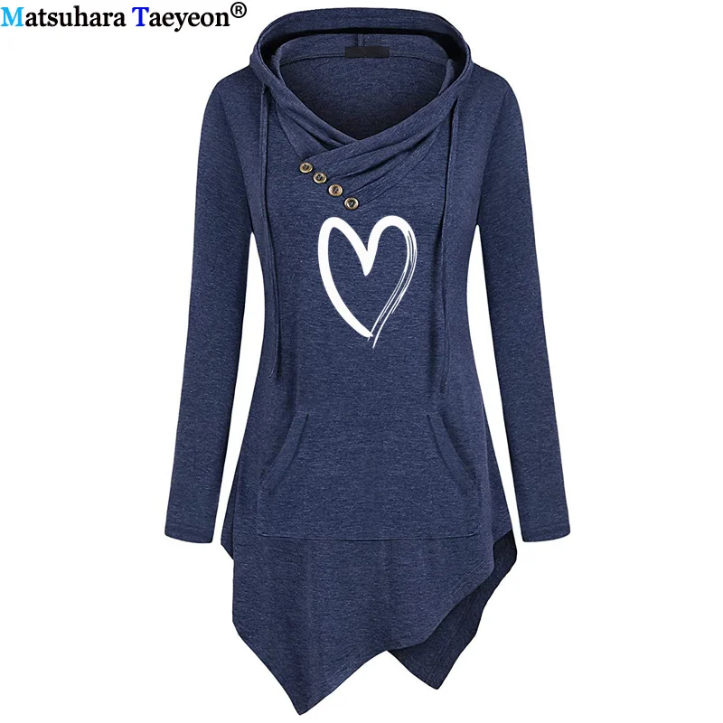 

2019 Autumn winter hoodies Women Cotton sweatshirt Plus Size hoodie Heart Love Print Long Sleeve Casual Cute clothes