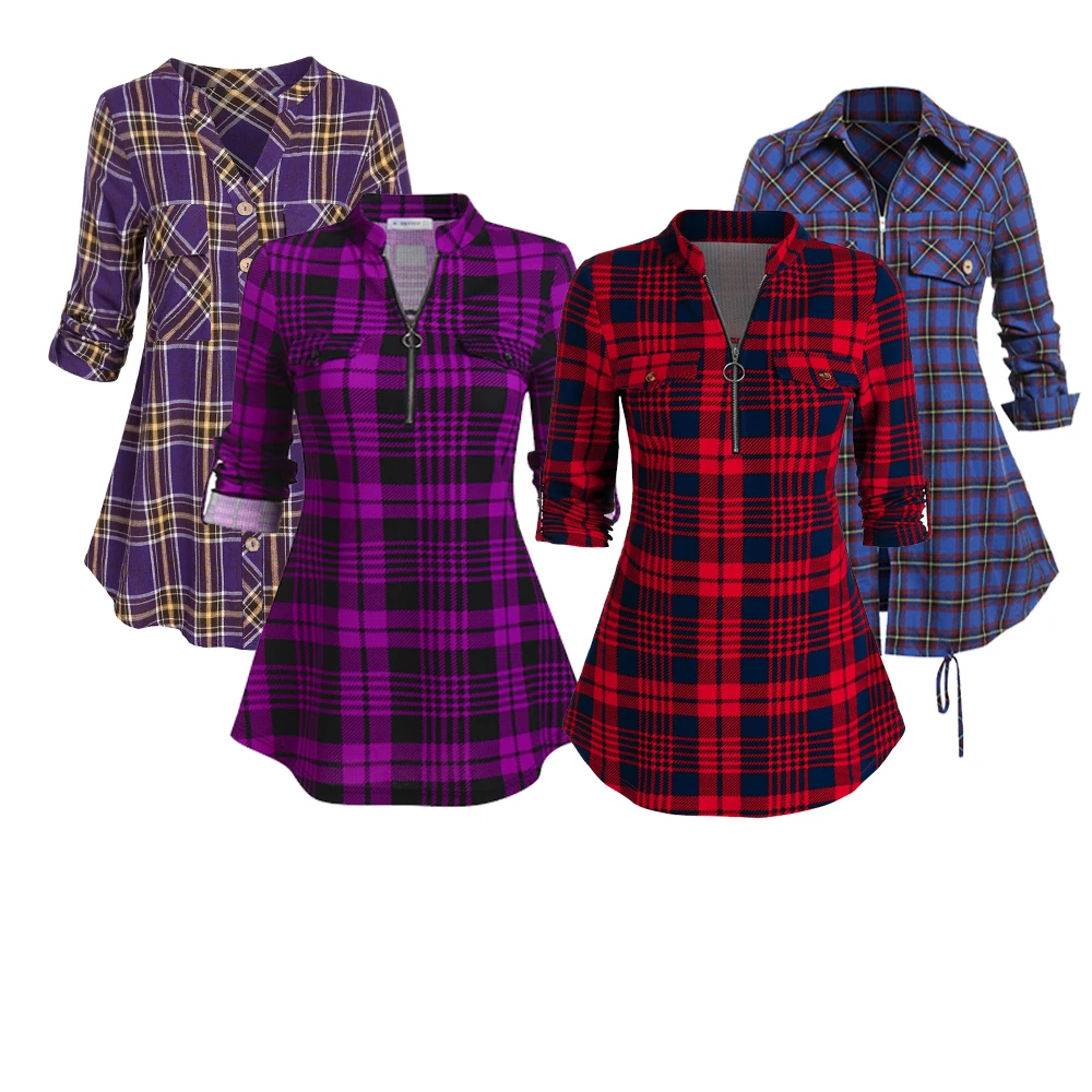 

Женская рубашка на молнии, с V-образным вырезом, с рукавами-фонариками