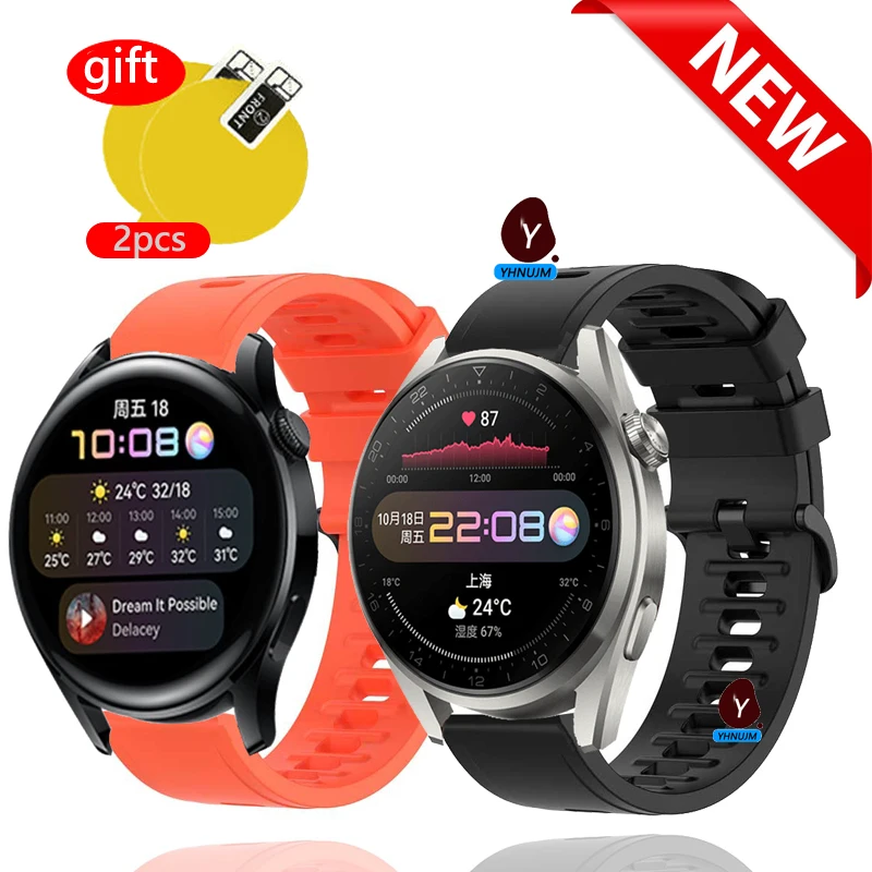 

Ремешок силиконовый для huawei watch 3 pro, спортивный браслет для huawei watch 3, защитная пленка