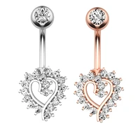 devil horns belly button ring surgical steel rose goldsilver color heart shape belly navel ring body piercing jewelry