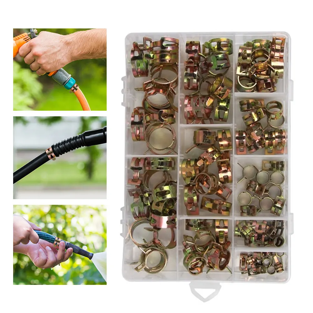 

100PCS Zinc Plated Hose Clamps 6-22mm Pipe Clamps Tube Clips Home Improvement Parts Applied To Fixing Liquid Delivery Hose