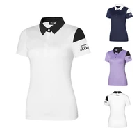 golf womens short sleeve t shirt outdoor sports ventilation dry moisture absorption sweat wicking polo shirt slim fit