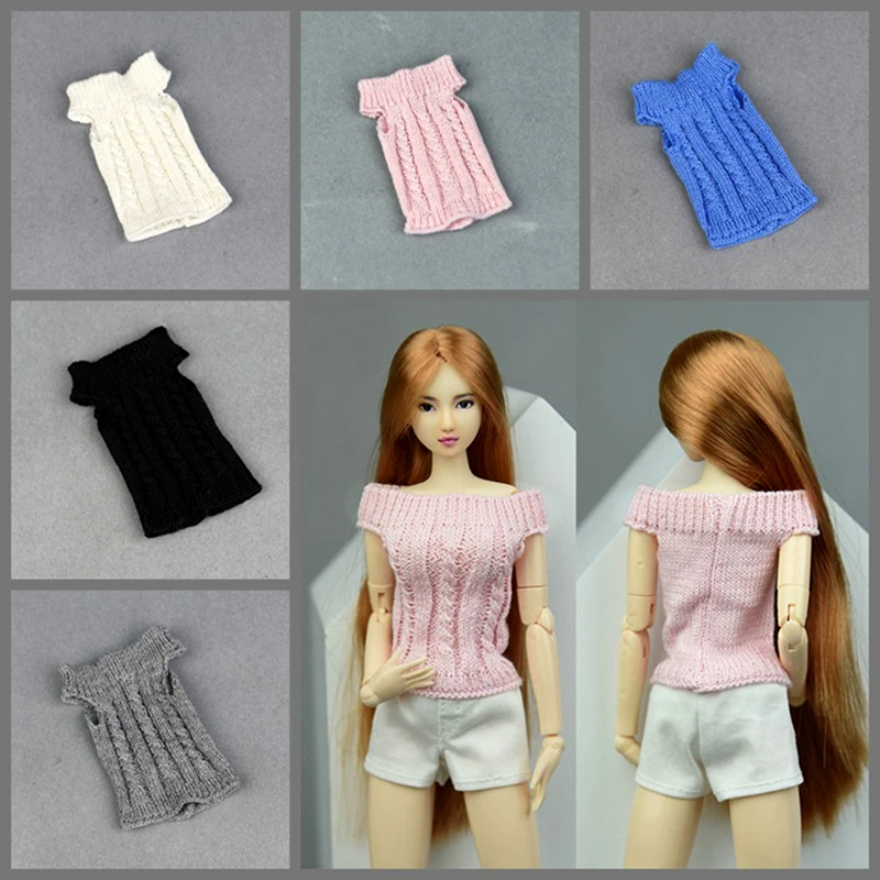 

6 Points BJD Doll/Blythe/Xinyi/Supermodel/Ob/Fr2/St/Peach Coat Sweater Strapless Sweater Black White Gray Blue Pink