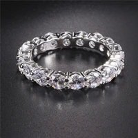 luxury 925 silver pave setting full eternity band engagement wedding rings for women men diamond platinum ring jewelry