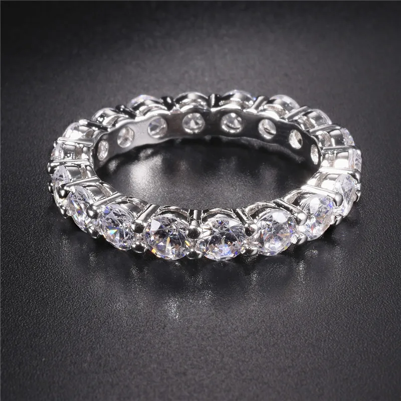 Роскошное серебряное кольцо 925 пробы с инкрустацией полная вечность обручальное