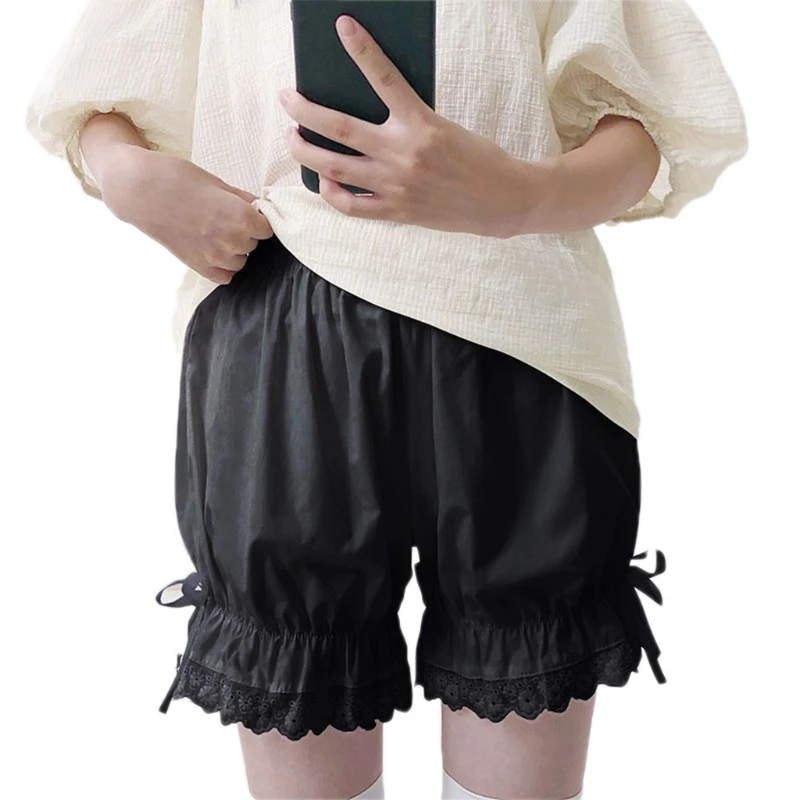 

Женские винтажные шаровары Q1QA в стиле "Лолита", брюки с тыквой, оборками и кружевным подолом, шорты безопасности с бантом