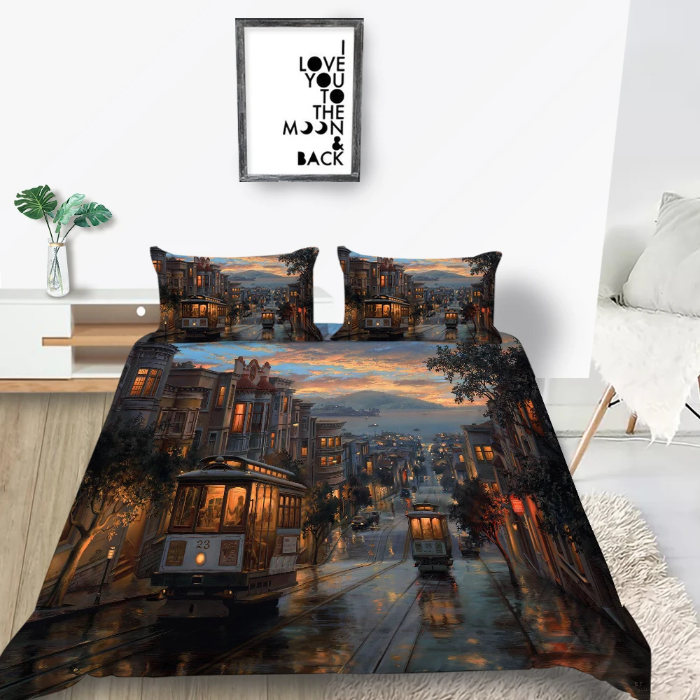 

Tram Bedding Set Twon Night Beautiful Duvet Cover Romantic Queen Twin Full Double Single King Size Bed Set For Girls