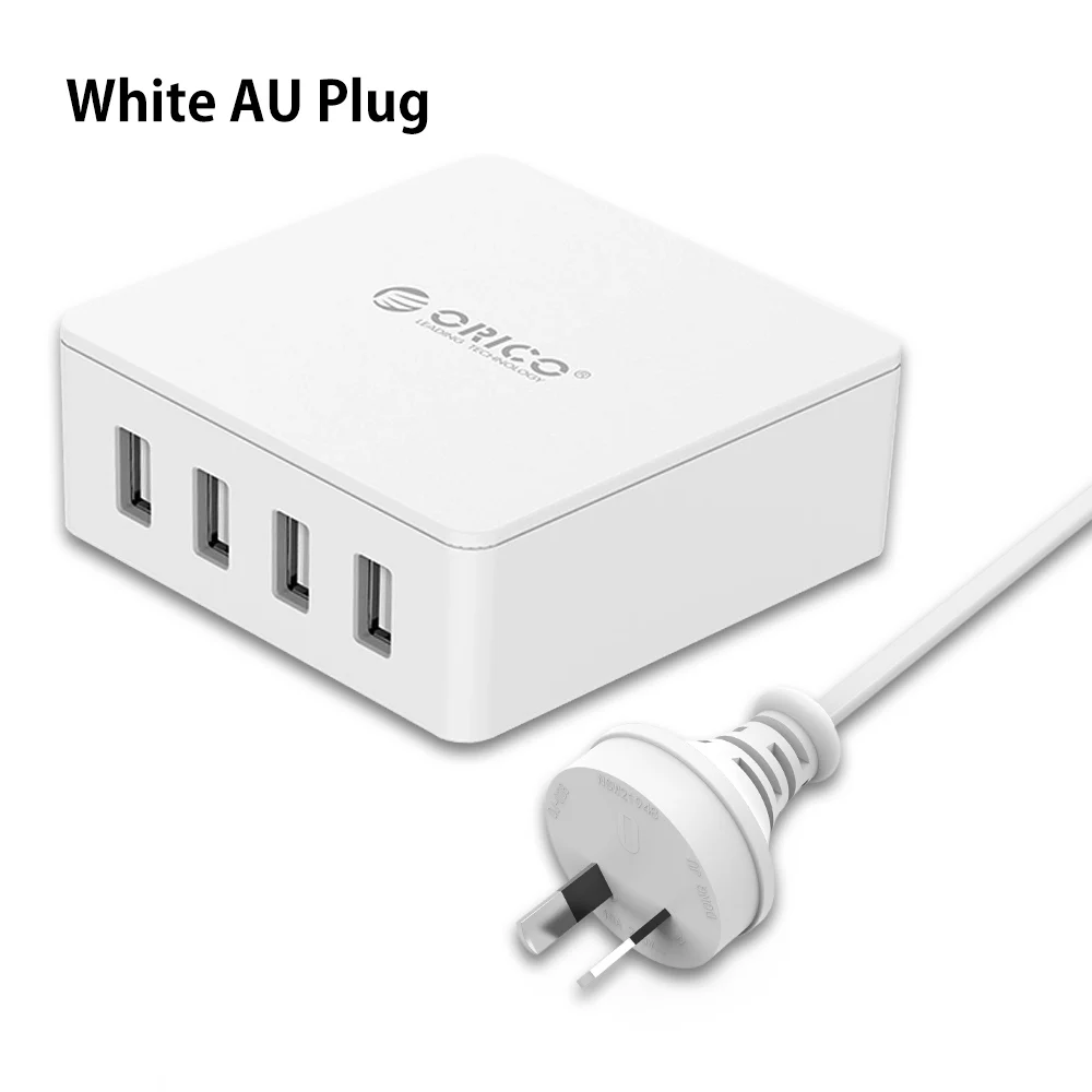 ORICO USB зарядное устройство, 4 порта, европейская вилка, универсальное зарядное устройство для смартфона, 5 В, 6.0A, 30 Вт, выход для Xiaomi iPhone - Тип штекера: Австралия (AU)