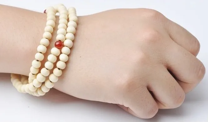 Тибетский буддизм 108 белый сандаловое дерево молитва шарик Мала ожерелье|mala