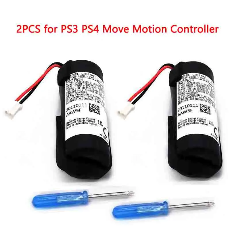 2pcs 3.7V 1380mAh Li-ion Battery for Sony PS3 Move PS4 PlayStation Move Motion Controller Right Hand Gamepad with Screwdriver
