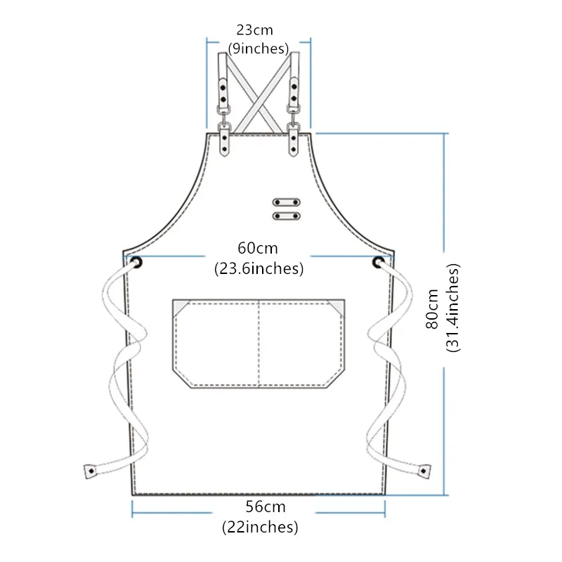 Серый брезентовый фартук перекрещивающийся хлопковый ремень кафе бармен