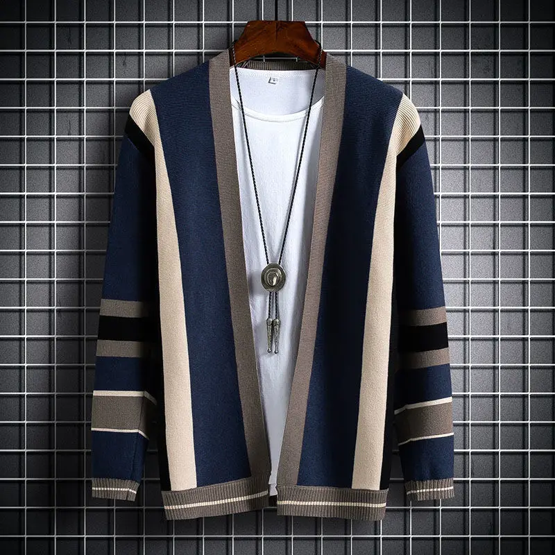

Sweater men's spring and autumn fashion loose cardigan sweater men's coat bottomed sweater