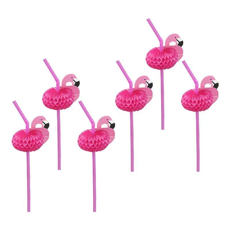 Одноразовые соломинки для коктейлей 20 шт. пластиковые фламинго кокоса разные