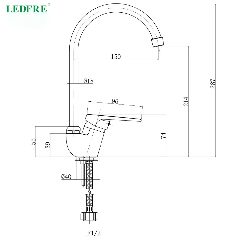 LEDFRE кухонный смеситель для горячей и холодной воды настенный LF56C160|Смесители