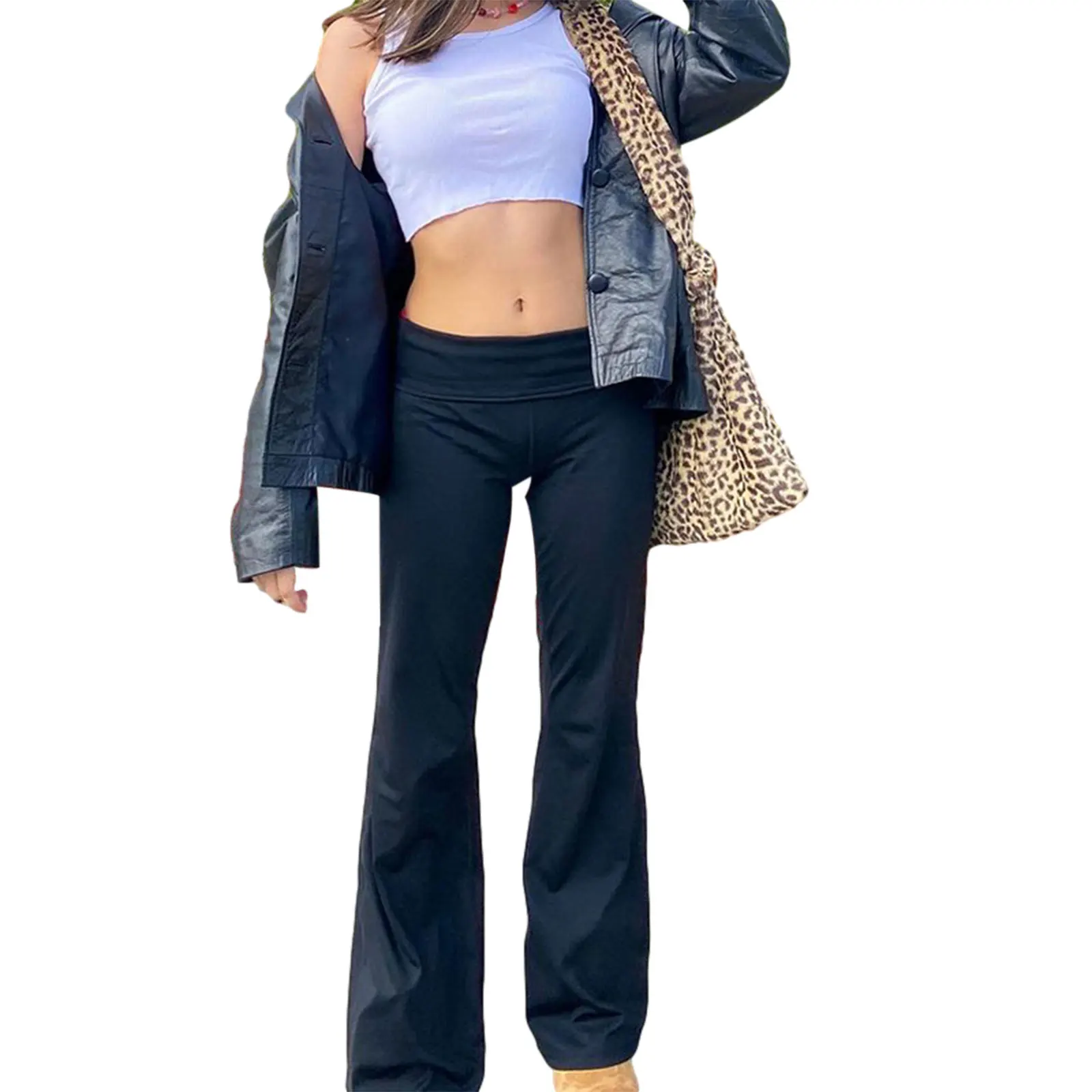 

Newest Arrival Women Casual Trumpet Trousers Ladies Fashion Personality Solid Color Low Waist Stretch Straight Pants