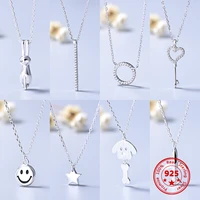 s925 sterling silver necklace for women 2021 new luxury simple design zircon diamond pendants neck chain jewelry accessories