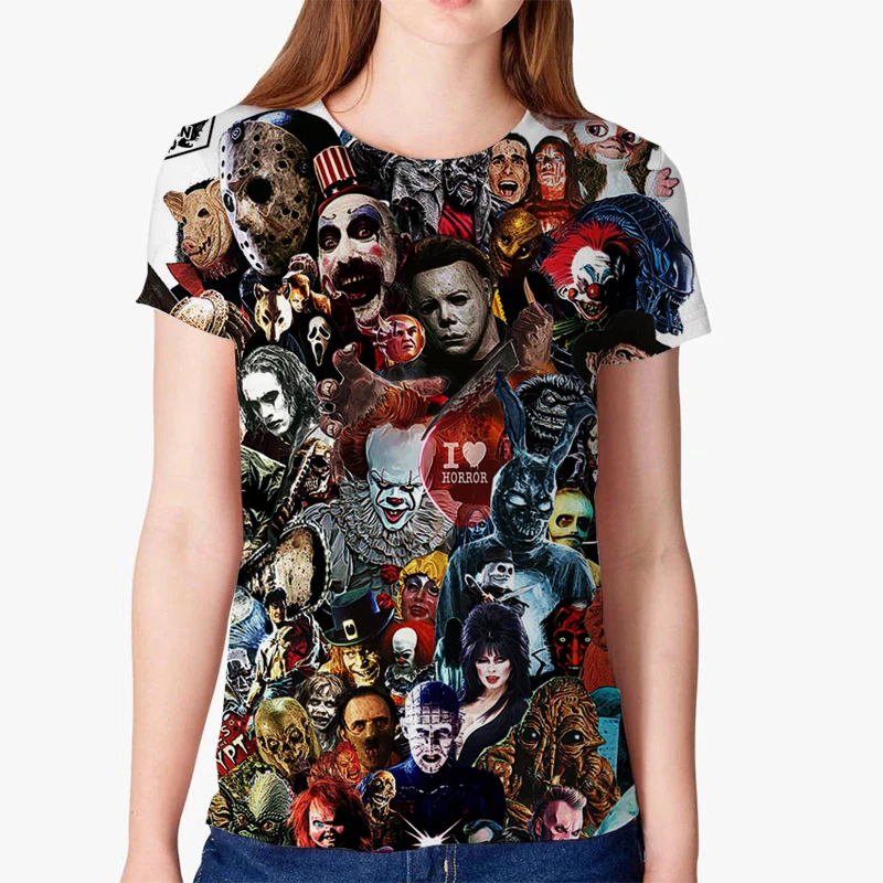 

Halloween Horror Movies 3d T-shirts for Women 2020 New Women's Spoof Personality Fun Casual Summer Harajuku Women's T-shirt Tops
