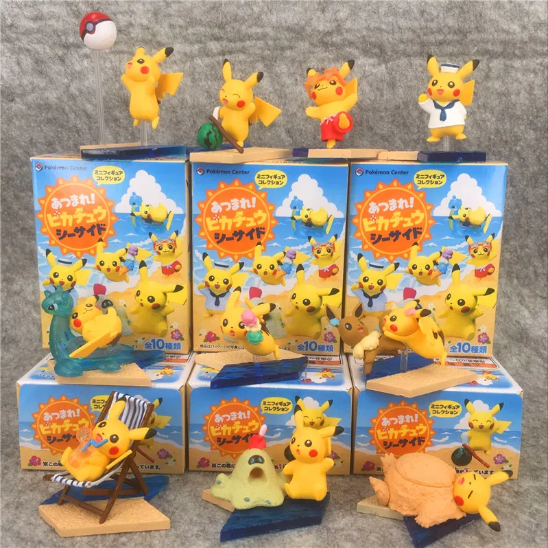 

Аниме Pokemon 10 шт./компл. Пляжная Серия декорации творческие Мультяшные микро-Усадочные модели игрушки детские подарки