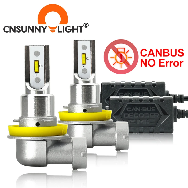 CNSUNNYLIGHT CANBUS светодиодный автомобильный H11/H8 9005 9006 лампы для фар без ошибок 2400Lm 24