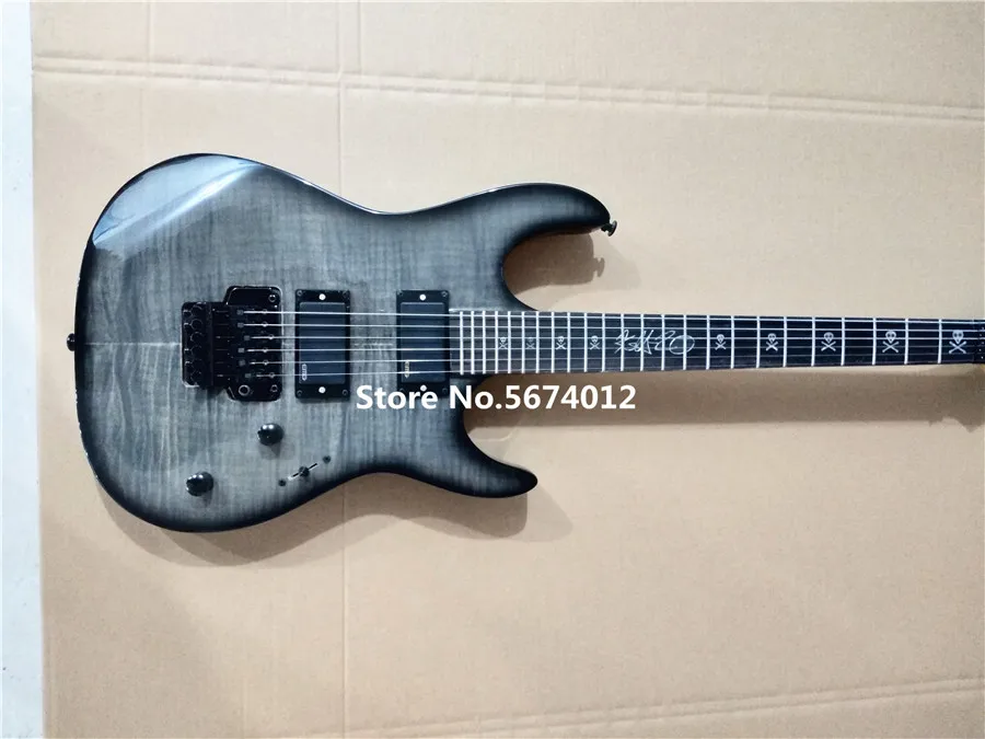 

Production of high - end custom electric guitar, black tiger skin, closed pickup double vibrato free shipping