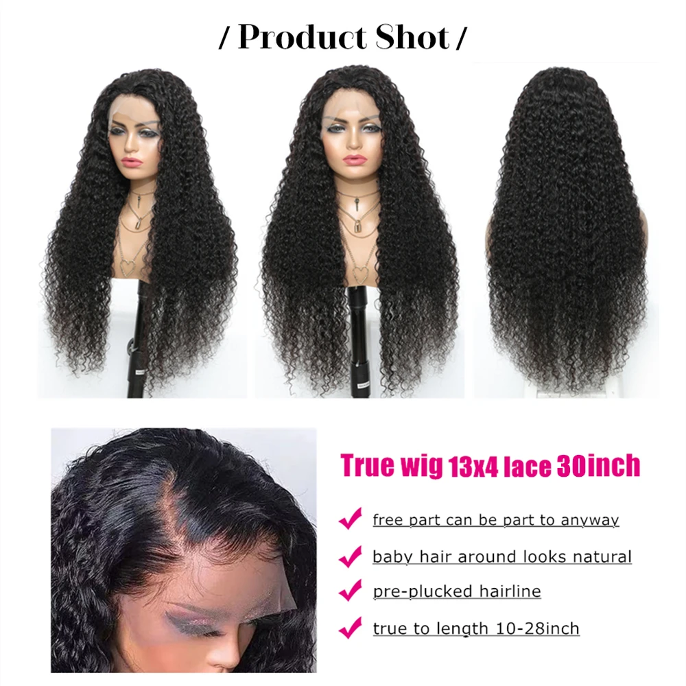 180% Density 13X4 Lace Front Wigs Transparent Lace Frontal Human Hair Wig 4X4 Lace Closure Wigs Malaysian Curly Human Hair Wigs