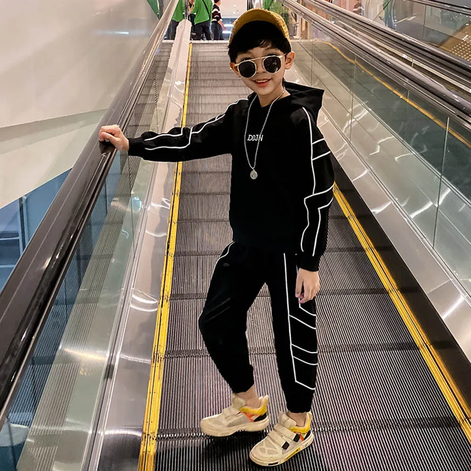 Детская одежда полосатые толстовки и штаны для мальчиков комплекты из 2