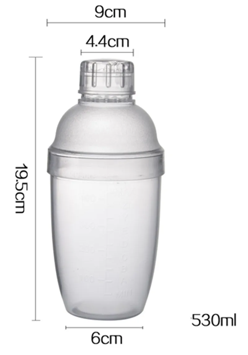 530ml Пластиковый шейкер для мартини, 350 мл/530 мл/700 мл/1000 мл, Миксер для вина, Миксер для вина, Миксер для напитков, барная посуда, boston, барный инструмент - Цвет: 530ml
