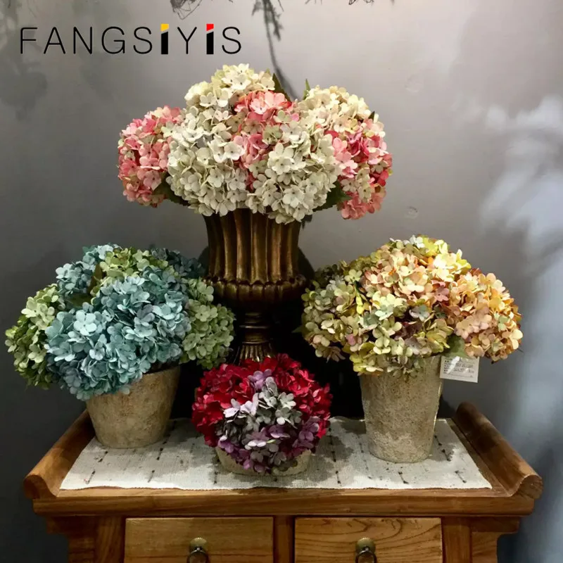

DIY wedding flower arrangement party supplies retro autumn hydrangea bouquet artificial flowers room home decoration photo props