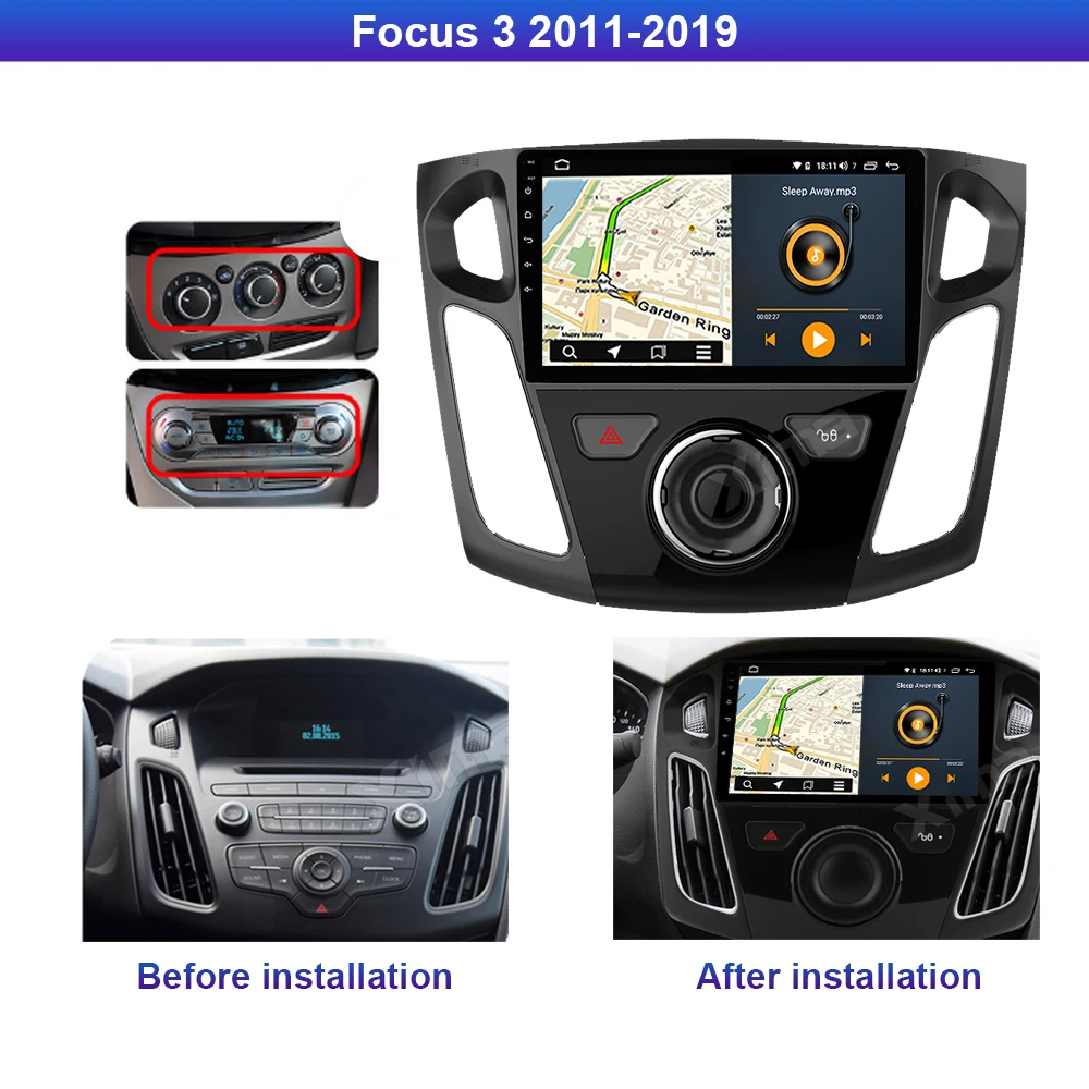 Автомобильный мультимедийный плеер Roader Android 10 0 DVD для Ford Focus Mk 3 2011-2019 4G/64G сенсорный