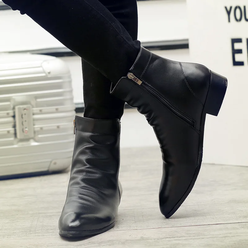 Мужские ботинки деловые вечерние ботильоны на низком каблуке классические