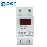 din rail lcd display automatic recovery smart overcurrent protector with over current protection