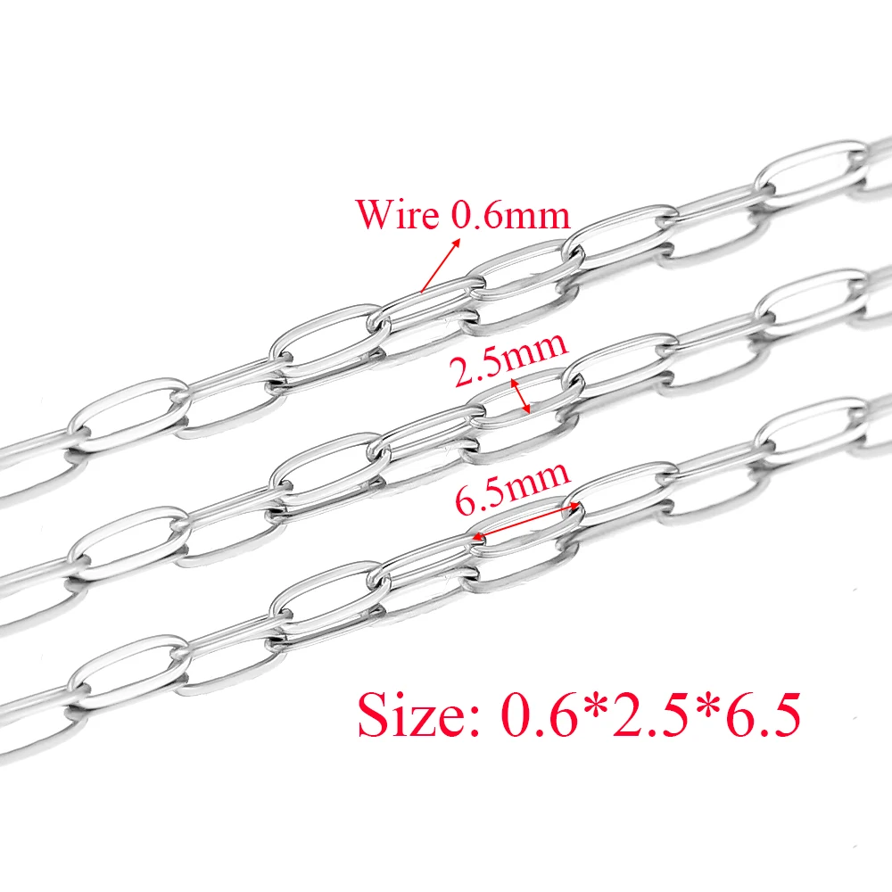 Плоские звенья для кабеля из нержавеющей стали 2 метра 5 мм золотые цепочки