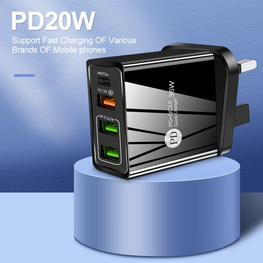 EU/US/UK Plug USB Charger 20W PD Quick Charge 3.0 For iPhone 12 11 Type C 18W Fast Charger For Mobile Phone High Speed Charger 5v 3a usb c