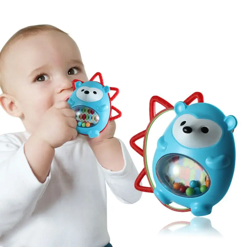 

Lovely 3D Animal Hedgehog Rattle Soother Teether Safety Soft Baby Hand Bell Children Educational Toy